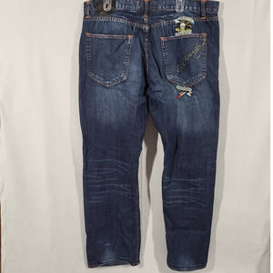 Christian Audigier Jeans Ed Hardy Embroidred Death Before Dishonor Blue 40